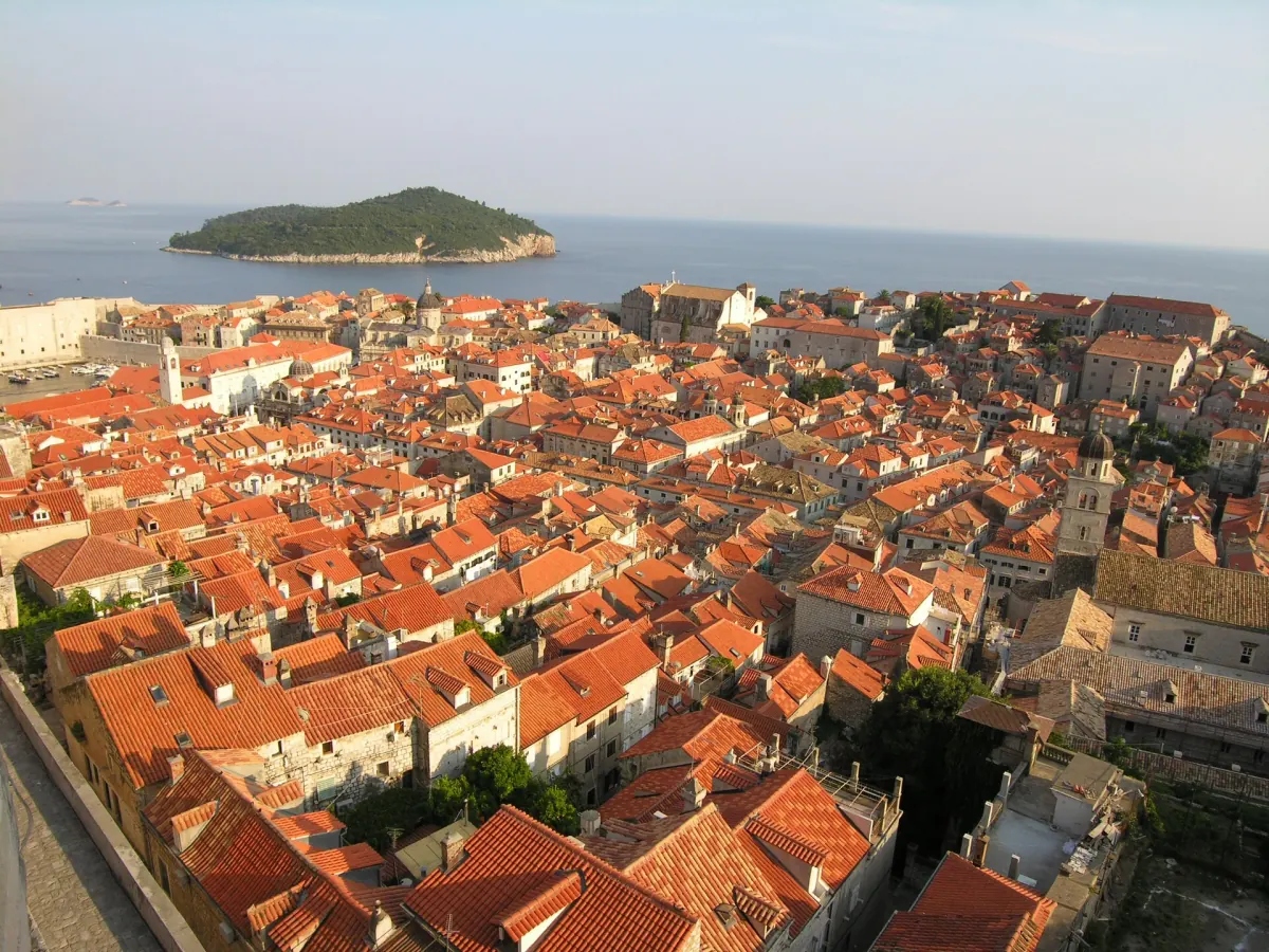 The old city of Dubrovnik above the Adriatic
